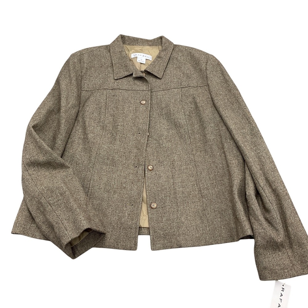Rafael Jacket Women 18 Brown Fleck Flare Tweed Classic Casual Wool  NWT